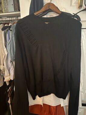 Helmut Lang Black Distressed Crewneck Sweater